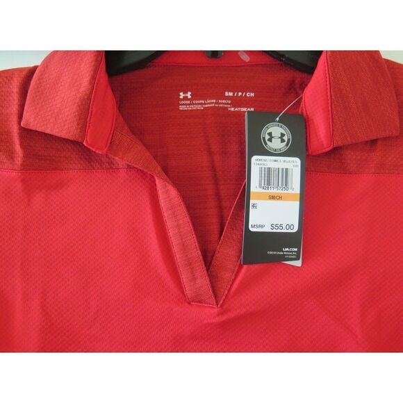 Under Armour 1348083 600 Women's Sz S Red Corporate Colorblock Short Sleeve Polo - Picture 3 of 5